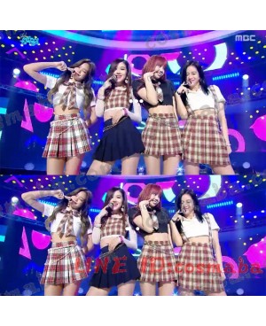 blackpink 演出服 罫のハイウエストプリーツスカート ダンス服  ステージ服 